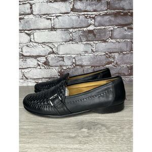 Cole Haan Black Leather Woven Weaves Buckle Loafers Dress Shoes Men 10.5M US/44